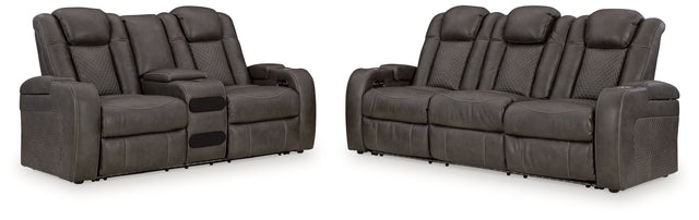 Fyne-Dyme 2-Piece Sofa and Loveseat (Power Reclining Sofa, Power Reclining Loveseat with Console)