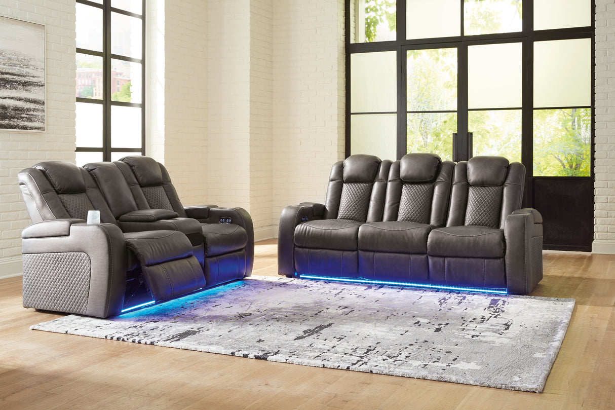 Fyne-Dyme 2-Piece Sofa and Loveseat (Power Reclining Sofa, Power Reclining Loveseat with Console)