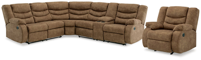 Partymate 3-Piece Sectional with Recliner (Left-Arm Facing Reclining Loveseat with Half Wedge, Right-Arm Facing Reclining Loveseat with Half Wedge Console, Recliner)