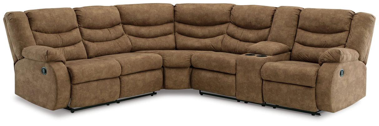 Partymate 3-Piece Sectional with Recliner (Left-Arm Facing Reclining Loveseat with Half Wedge, Right-Arm Facing Reclining Loveseat with Half Wedge Console, Recliner)