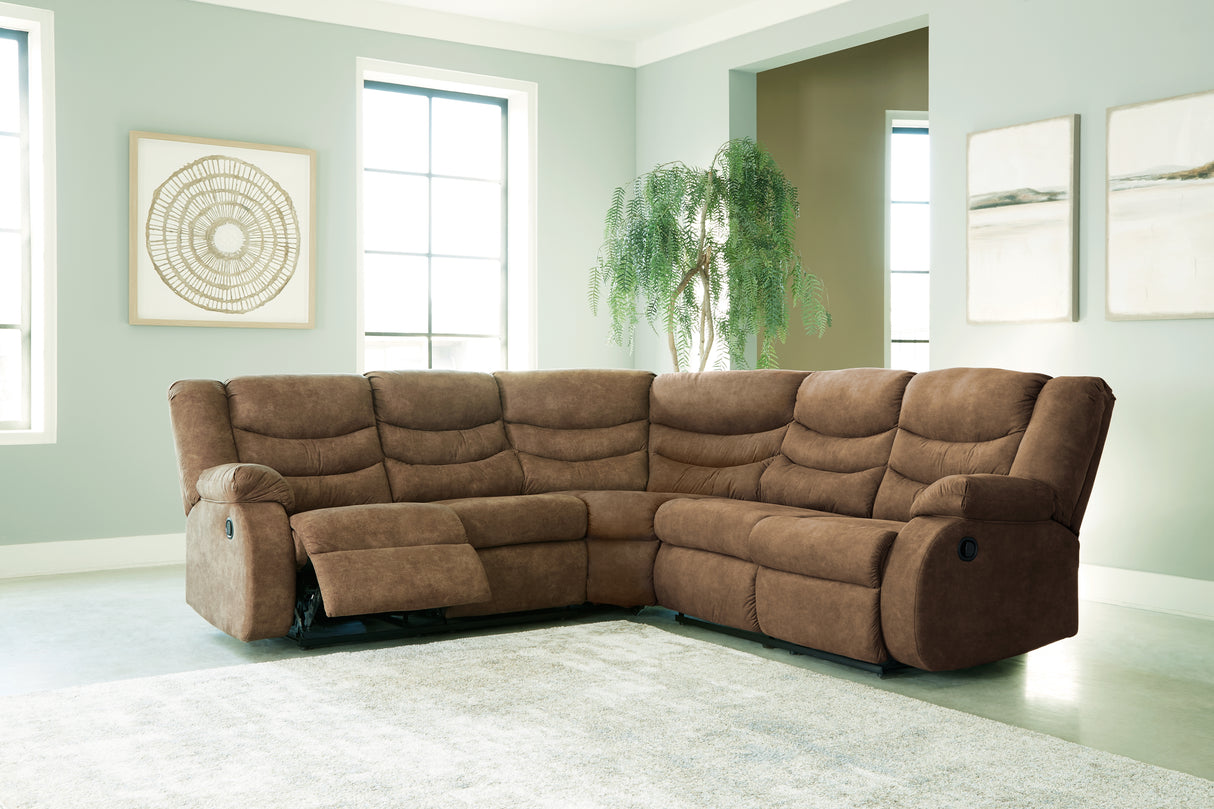 Partymate 3-Piece Sectional with Recliner (Left-Arm Facing Reclining Loveseat with Half Wedge, Right-Arm Facing Reclining Loveseat with Half Wedge, Recliner)