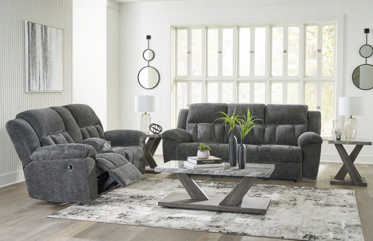 Frohn 2-Piece Sofa and Loveseat (Reclining Sofa, Reclining Loveseat with Console)