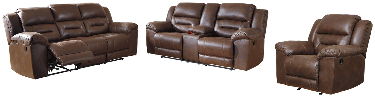 Stoneland 3-Piece Sofa, Loveseat and Recliner (Recliner, Reclining Sofa, Reclining Loveseat with Console)