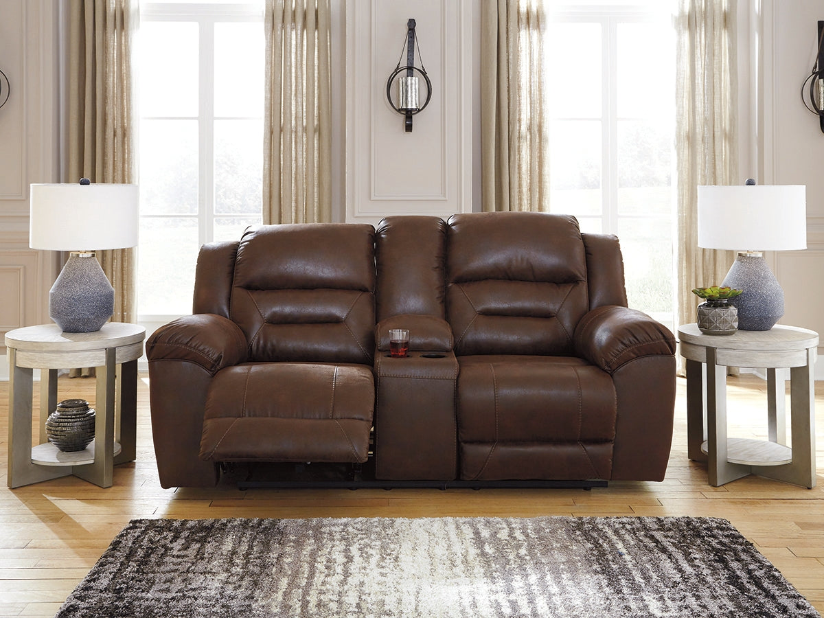 Stoneland Reclining Loveseat with Console (Color: Chocolate)