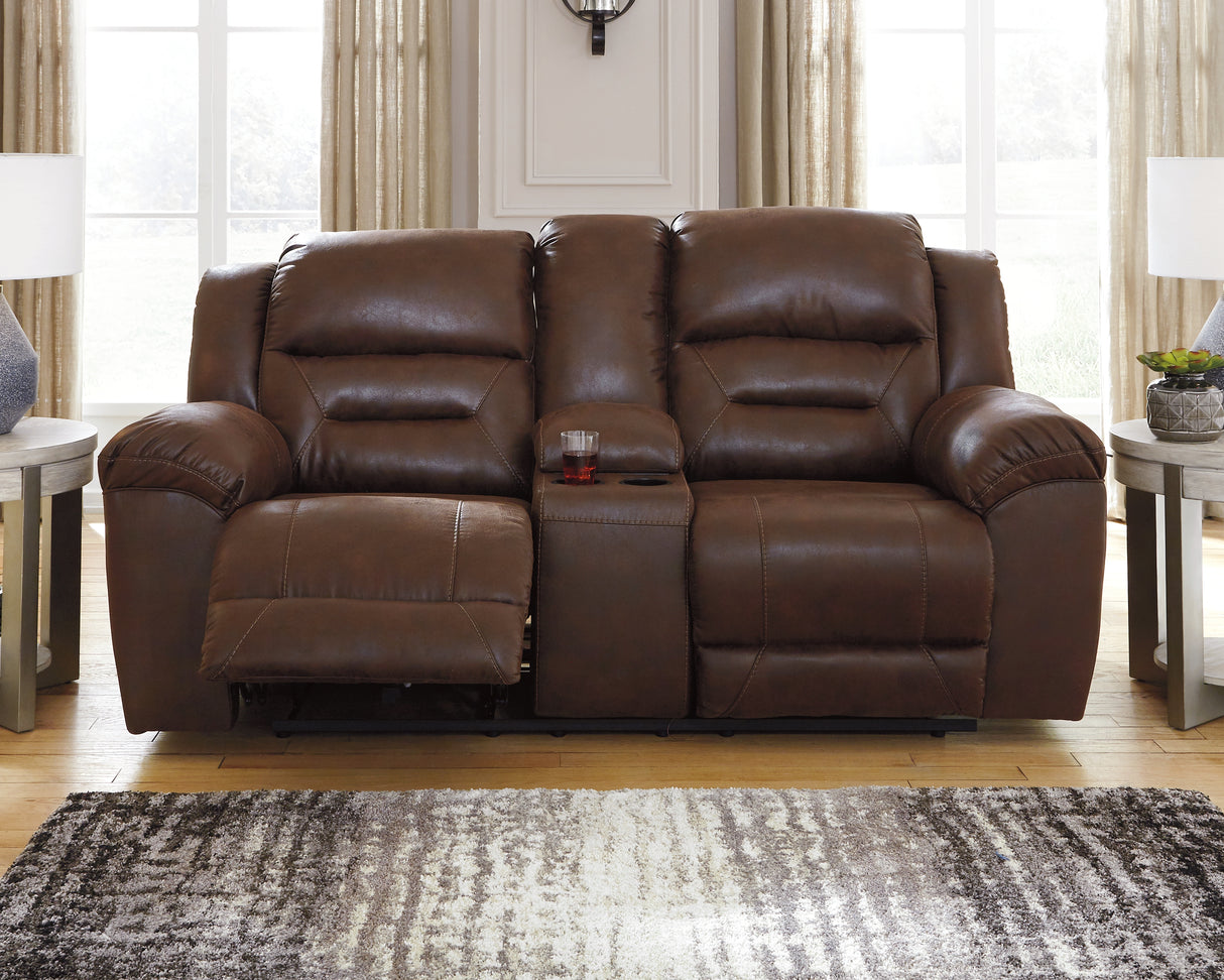 Stoneland Power Reclining Loveseat with Console (Color: Chocolate)