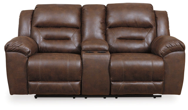 Stoneland Reclining Loveseat with Console (Color: Chocolate)