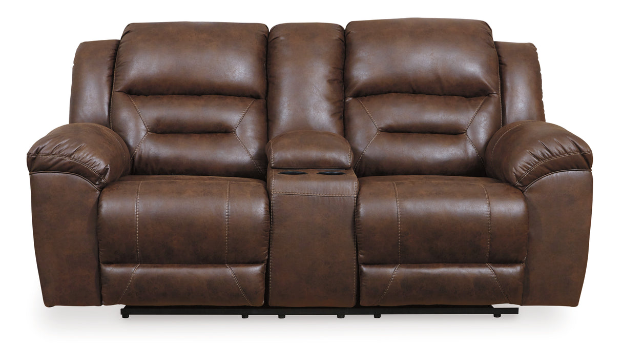 Stoneland Reclining Loveseat with Console (Color: Chocolate)