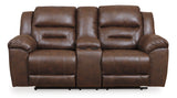Stoneland Reclining Loveseat with Console (Color: Chocolate)