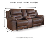 Stoneland Reclining Loveseat with Console (Color: Chocolate)