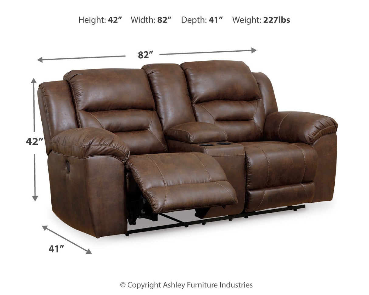 Stoneland Power Reclining Loveseat with Console (Color: Chocolate)