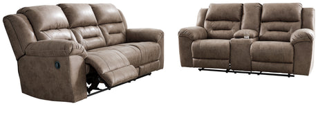 Stoneland 2-Piece Sofa and Loveseat (Reclining Sofa, Reclining Loveseat with Console)