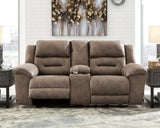 Stoneland Power Reclining Loveseat with Console (Color: Fossil)