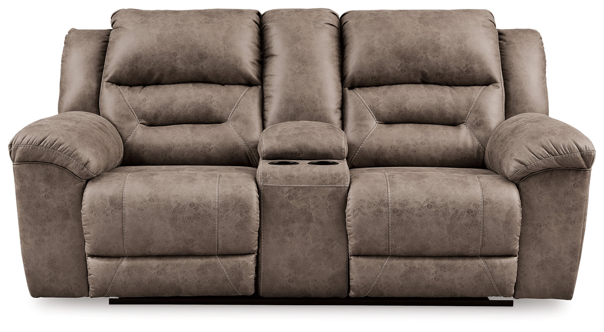 Stoneland Power Reclining Loveseat with Console (Color: Fossil)
