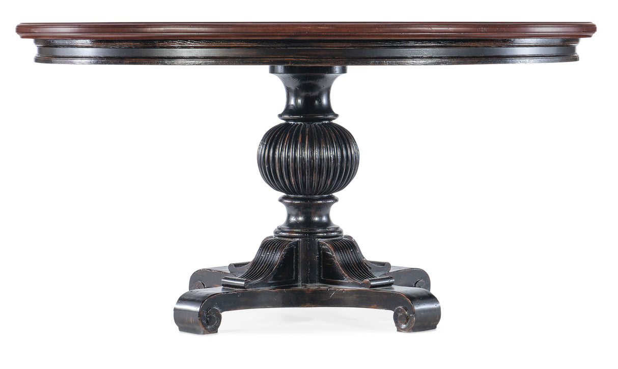 Charleston - Round Pedestal Dining Table With 1-20in leaf - Dark Brown