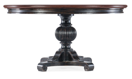 Charleston - Round Pedestal Dining Table With 1-20in leaf - Dark Brown