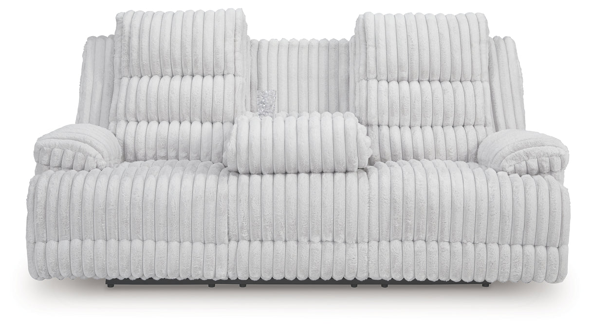 Rhines Falls Power Reclining Sofa with Drop Down Table (Color: Alloy)