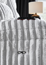 Rhines Falls Power Reclining Sofa with Drop Down Table (Color: Alloy)