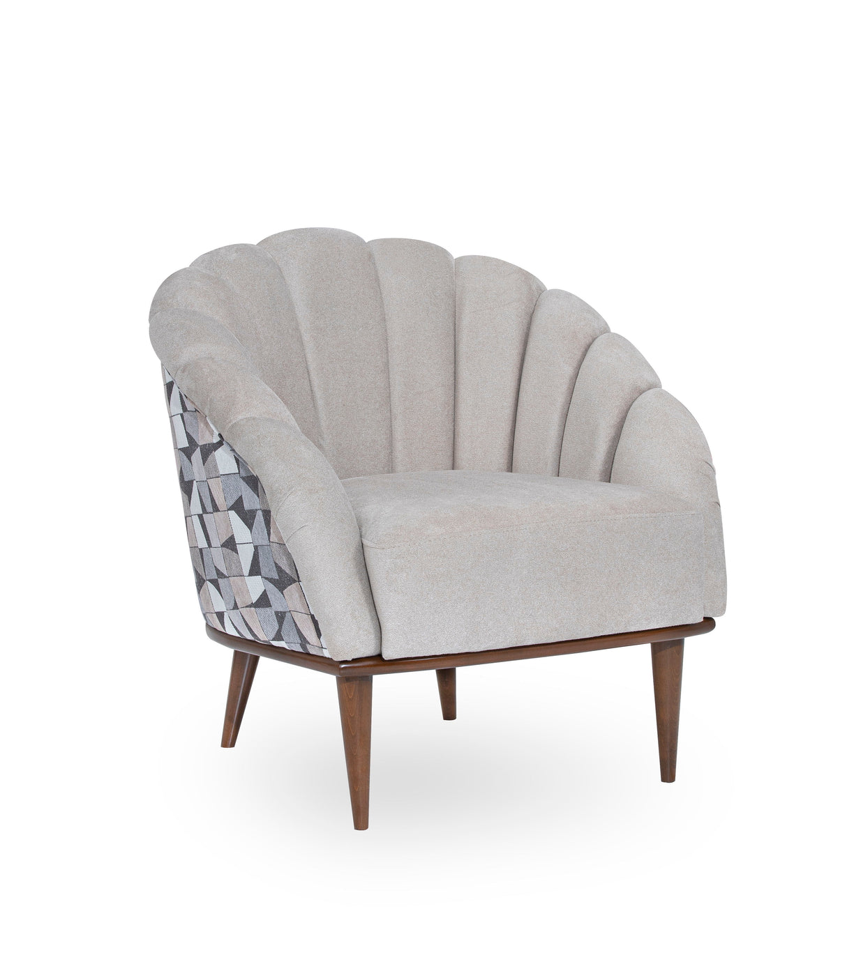 Balboa - Chenille Accent Chair - Beach Gray/Warm Walnut