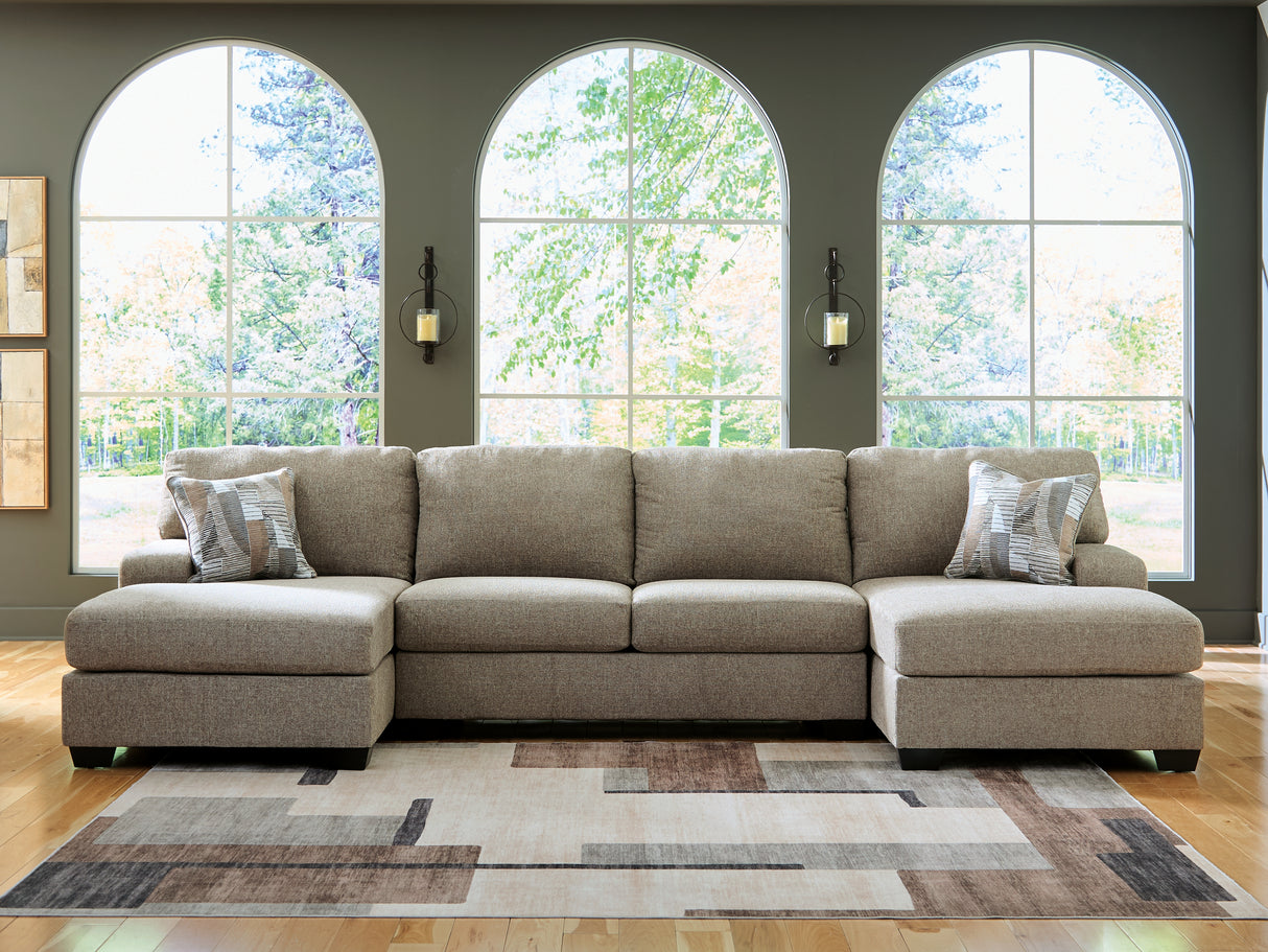 Newellen 3-Piece Sectional with Double Chaise (Color: Hemp)