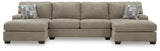 Newellen 3-Piece Sectional with Double Chaise (Color: Hemp)