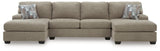 Newellen 3-Piece Sleeper Sectional with Double Chaise (Color: Hemp)