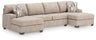 Newellen 3-Piece Sleeper Sectional with Double Chaise (Color: Hemp)