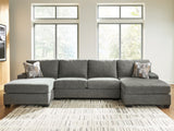 Newellen 3-Piece Sectional with Double Chaise (Color: Greystone)