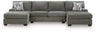 Newellen 3-Piece Sleeper Sectional with Double Chaise (Color: Greystone)