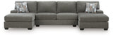 Newellen 3-Piece Sleeper Sectional with Double Chaise (Color: Greystone)