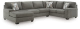 Newellen 3-Piece Sectional with Chaise (Color: Greystone)