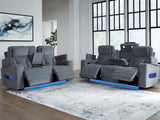 Studio Cave 2-Piece Sofa and Loveseat (Power Reclining Sofa, Power Reclining Loveseat with Console)