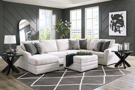 Koralynn 4-Piece Sectional with Ottoman (Left-Arm Facing Corner Chaise, Armless Loveseat, Right-Arm Facing Sofa with Corner Wedge, Oversized Accent Ottoman)