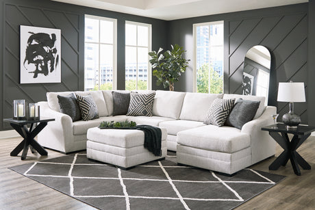 Koralynn 4-Piece Sectional with Ottoman (Right-Arm Facing Corner Chaise, Armless Loveseat, Left-Arm Facing Sofa with Corner Wedge, Oversized Accent Ottoman)