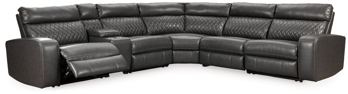 Samperstone 6-Piece Power Reclining Sectional (Configuration: 6-Piece (Samperstone Armless Recliner, Samperstone Armless Chair, Samperstone Console with Storage, Samperstone Left-Arm Facing Power Recliner, Samperstone Right-Arm Facing Power Recliner, Samperstone Wedge))