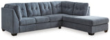 Marleton 2-Piece Sleeper Sectional with Chaise (Color: Denim, Sectional Orientation: Right Arm Facing)