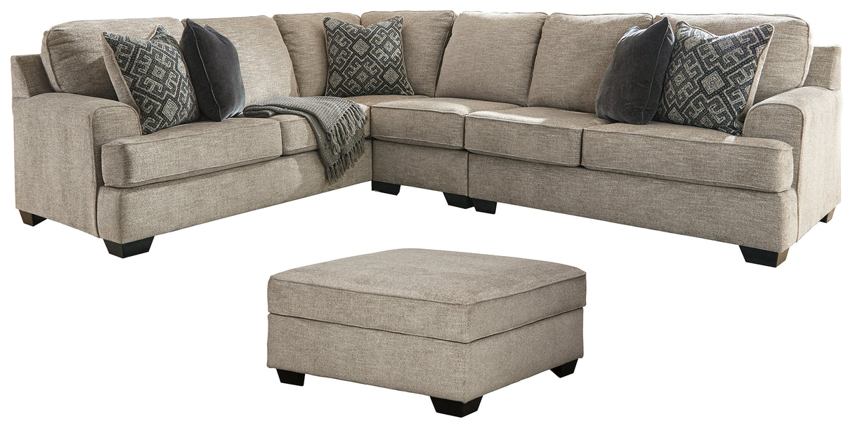 Bovarian 4-Piece Sectional with Ottoman (Ottoman, Armless Chair, Left-Arm Facing Sofa with Corner Wedge, Right-Arm Facing Loveseat)