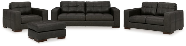 Luigi 4-Piece Sofa, Loveseat, Chair and Ottoman (Sofa, Loveseat, Oversized Chair, Ottoman)