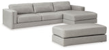 Amiata 3-Piece Sectional with Ottoman (Right-Arm Facing Corner Chaise, Left-Arm Facing Sofa, Oversized Accent Ottoman)