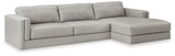 Amiata 3-Piece Sectional with Ottoman (Right-Arm Facing Corner Chaise, Left-Arm Facing Sofa, Oversized Accent Ottoman)