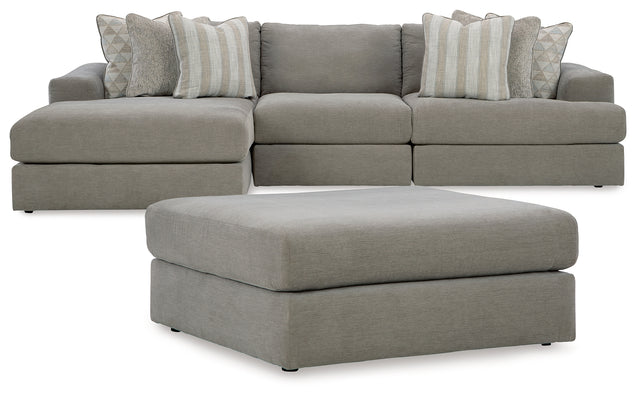 Avaliyah 4-Piece Sectional with Ottoman (Left-Arm Facing Corner Chaise, Armless Chair, Right-Arm Facing Corner Chair, Oversized Accent Ottoman)