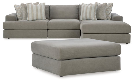 Avaliyah 4-Piece Sectional with Ottoman (Right-Arm Facing Corner Chaise, Armless Chair, Left-Arm Facing Corner Chair, Oversized Accent Ottoman)