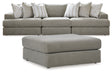 Avaliyah 4-Piece Sectional with Ottoman (Armless Chair, Left-Arm Facing Corner Chair, Right-Arm Facing Corner Chair, Oversized Accent Ottoman)
