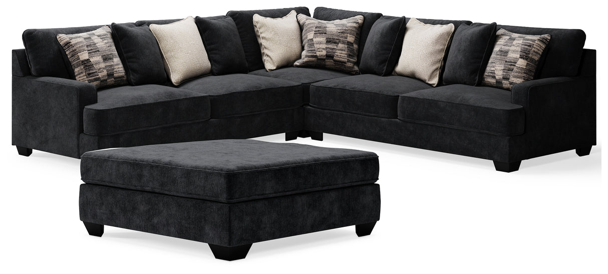 Lavernett 4-Piece Sectional with Ottoman (Left-Arm Facing Sofa, Right-Arm Facing Sofa, Wedge, Oversized Accent Ottoman)