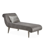 Roxbury Park - Velvet Chaise - Gray Pearl/Stainless Steel