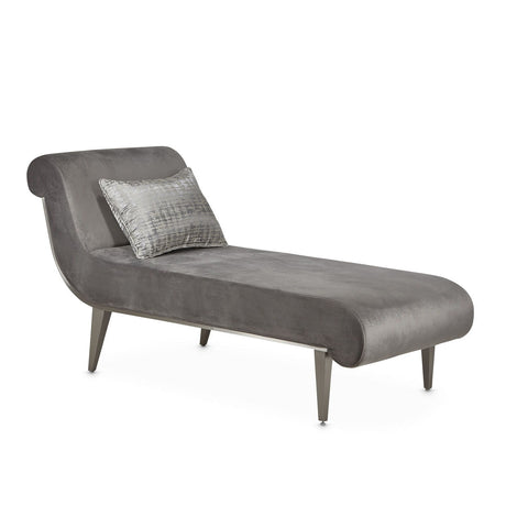 Roxbury Park - Velvet Chaise - Gray Pearl/Stainless Steel
