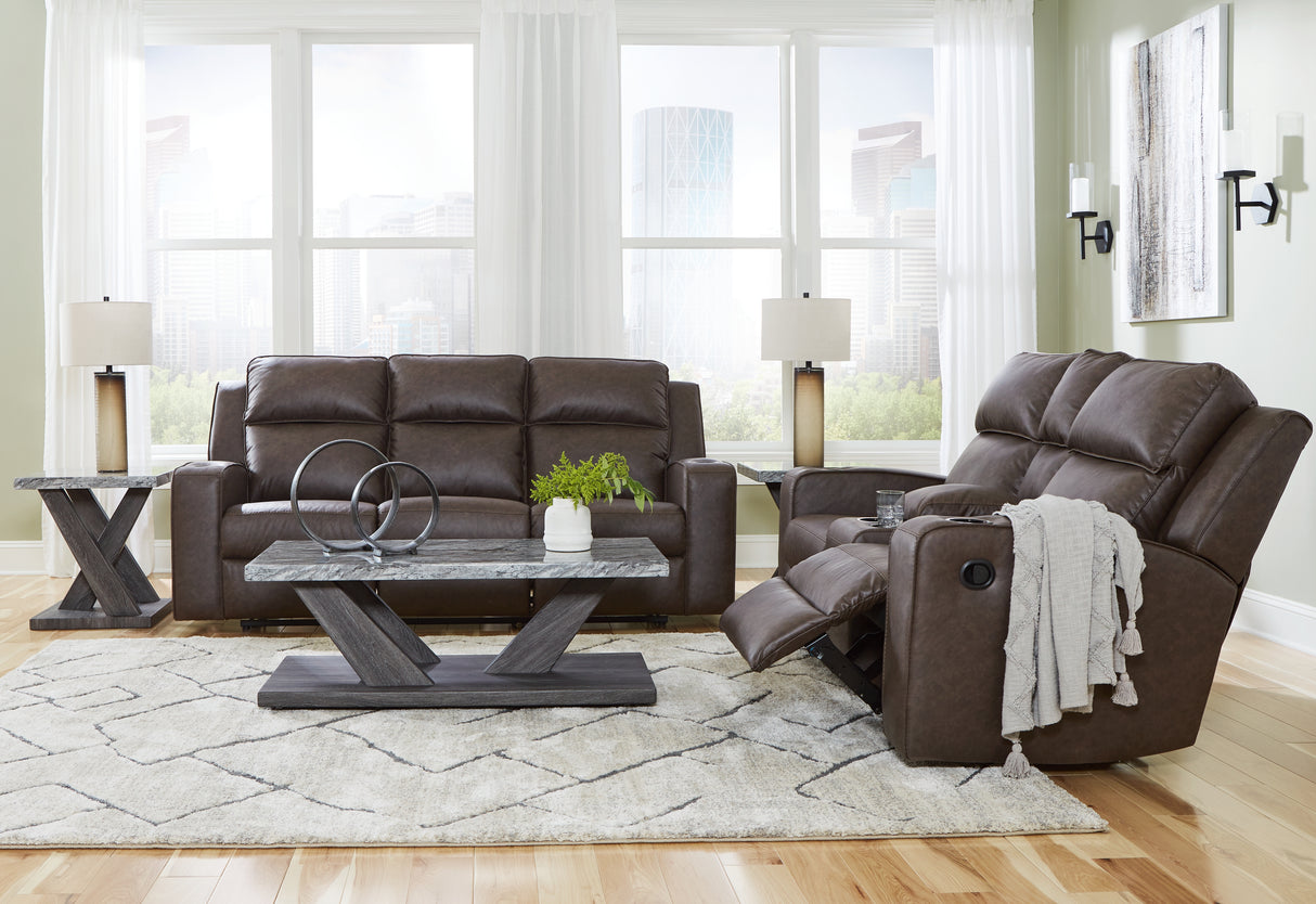 Lavenhorne 2-Piece Sofa and Loveseat (Reclining Sofa with Drop Down Table, Reclining Loveseat with Console)