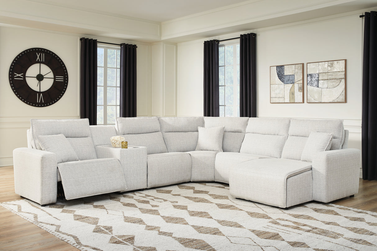 Modmax II Power Reclining Sectional with Chaise and Console (Configuration: 6-Piece (Power Armless Recliner, Armless Chair, Console, Left-Arm Facing Power Recliner, Wedge, Right-Arm Facing Power Chaise))