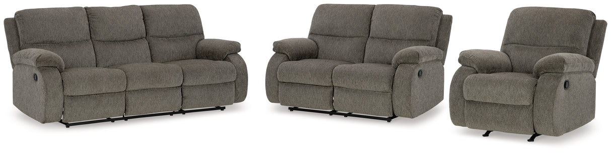 Scranto 3-Piece Sofa, Loveseat and Recliner (Reclining Sofa, Reclining Loveseat, Recliner)