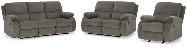 Scranto 3-Piece Sofa, Loveseat and Recliner (Reclining Sofa, Reclining Loveseat, Recliner)