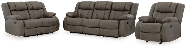 First Base 3-Piece Sofa, Loveseat and Recliner (Reclining Sofa, Reclining Loveseat, Recliner)